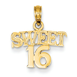 14K Gold Sweet 16 Charm