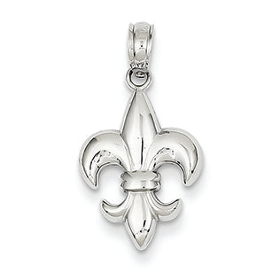 14K White Gold Polished Fleur De Lis Pendant