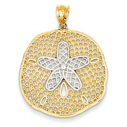 14K Gold Rhodium Sand Dollar Pendant