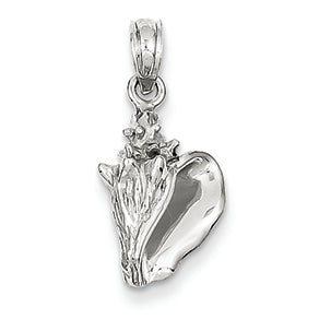 14K White Gold 3D Shell Pendant