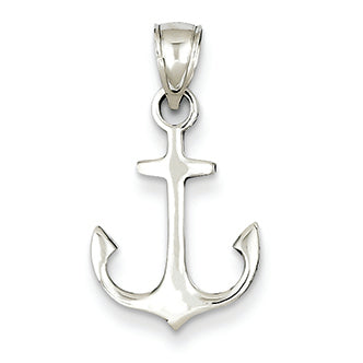 14K White Gold Polished Anchor Pendant