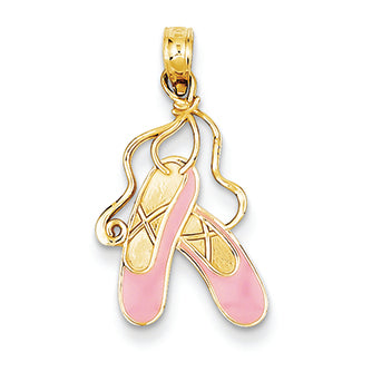 14K Gold Enameled Ballet Slippers Charm