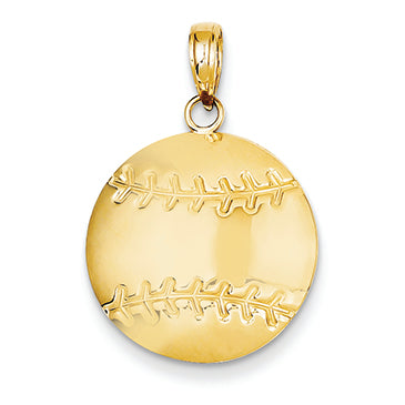 14K Gold Diamond-Cut Baseball Charm