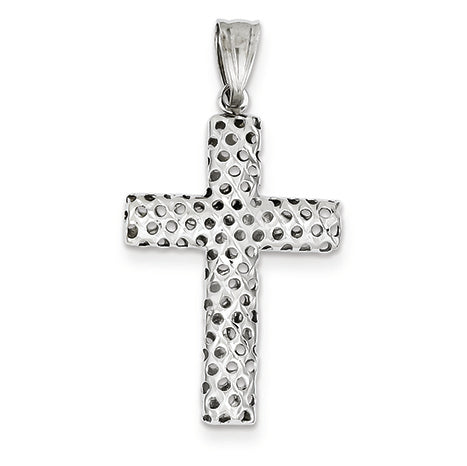 14K White Gold Diamond Cut Cross Pendant