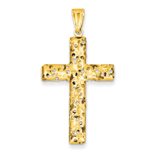 14K Gold Textured Cross Pendant