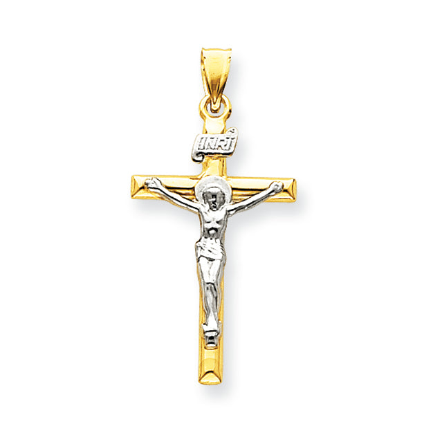 14K Gold Two-tone INRI Crucifix Pendant