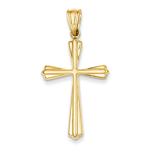 14K Gold Poloshed Hollow Cross Pendant