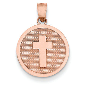 14K Gold Rose Gold Reversible Cross & 1st Holy Communion Charm