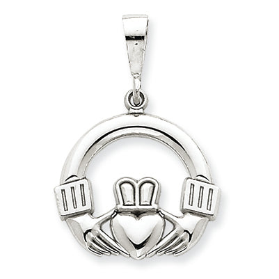 14K White Gold Claddagh Pendant