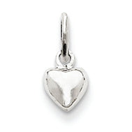14K White Gold Solid Polished Plain Puffed Heart Charm