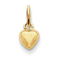14K Gold Solid Polished 3-Dimensional Small Heart Charm