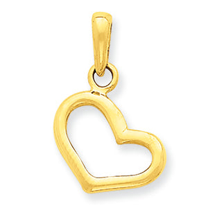 14K Gold Solid Polished Plain Heart Pendant