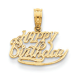 14K Gold Solid Talking Happy Birthday Pendant