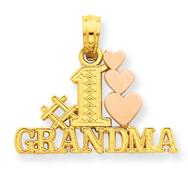 14K Gold Two-Tone Polished #1 Grandma Pendant
