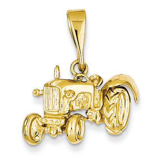14K Gold Tractor Pendant