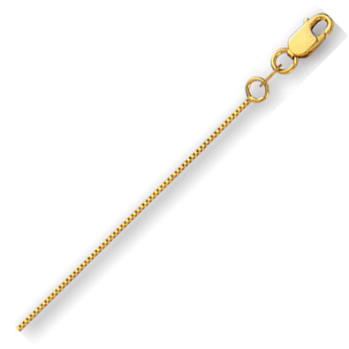 14K Solid Yellow Gold Classic Box Chain 0.6mm thick 18 Inches