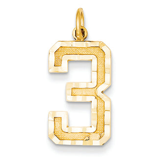 14K Goldy Casted Large Diamond Cut Number 3 Charm