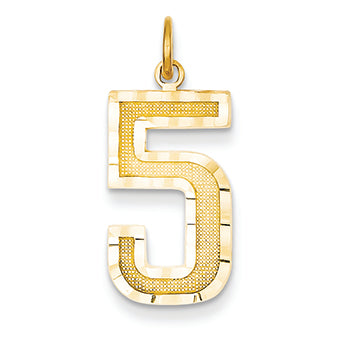 14K Goldy Casted Large Diamond Cut Number 5 Charm