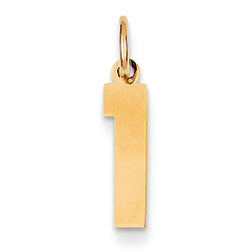 14K Gold Small Polished Number 1 Charm
