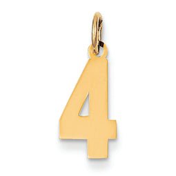 14K Gold Small Polished Number 4 Charm