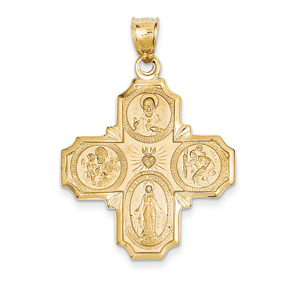 14K Gold 4 Way Medal Pendant PriceRock 14k-gold-4-way-medal-pendant-pricerock