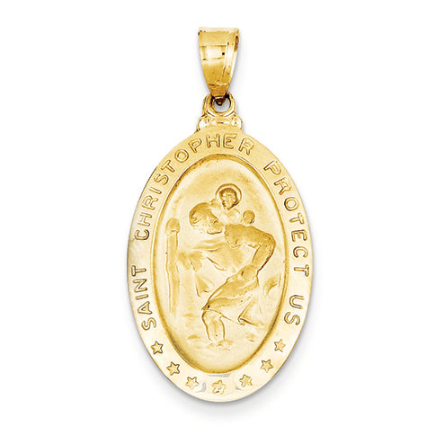 14K Gold Saint Christopher Medal Pendant