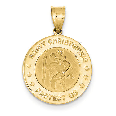 14K Gold Saint Christopher Medal Pendant