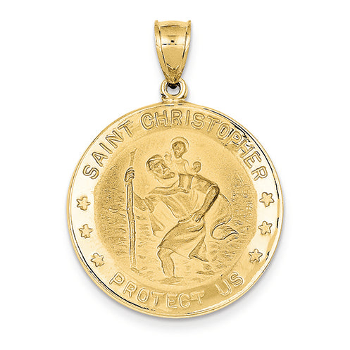 14K Gold Saint Christopher Medal Pendant