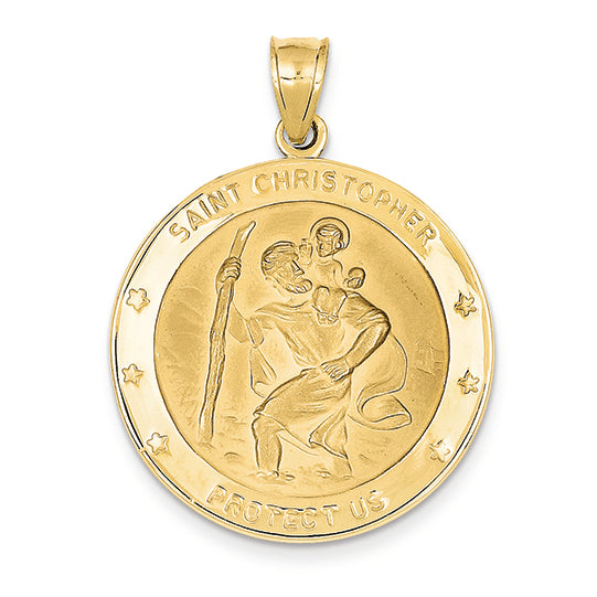 14K Gold Saint Christopher Medal Pendant