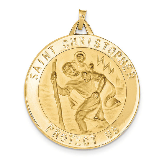 14K Gold Saint Christopher Medal Pendant