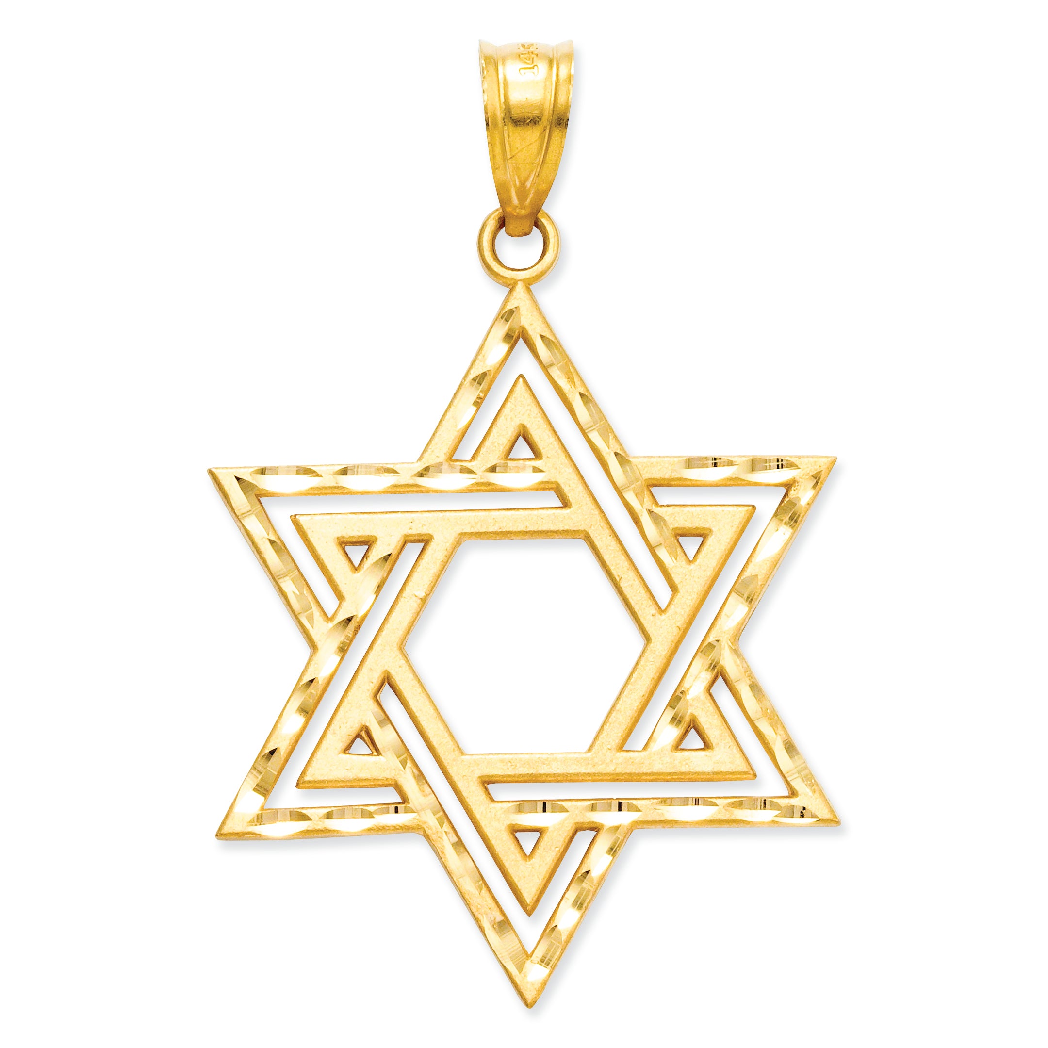 14K Gold Solid Satin Star of David Charm