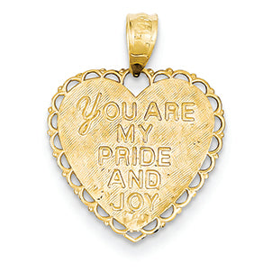 14K Gold Reversible For My Daughter Heart Pendant
