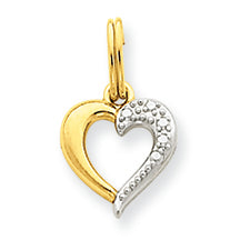 14K Gold Rhodium Heart Charm