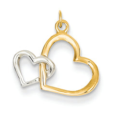 14K Gold Two-tone Double Heart Charm