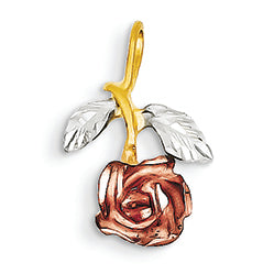 14K Gold Tri-Color Rose Charm
