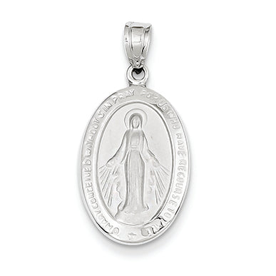 14K White Gold Miraculous Medal Pendant
