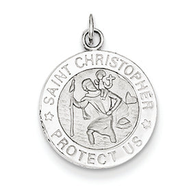 14K White Gold Saint Christopher Medal Charm
