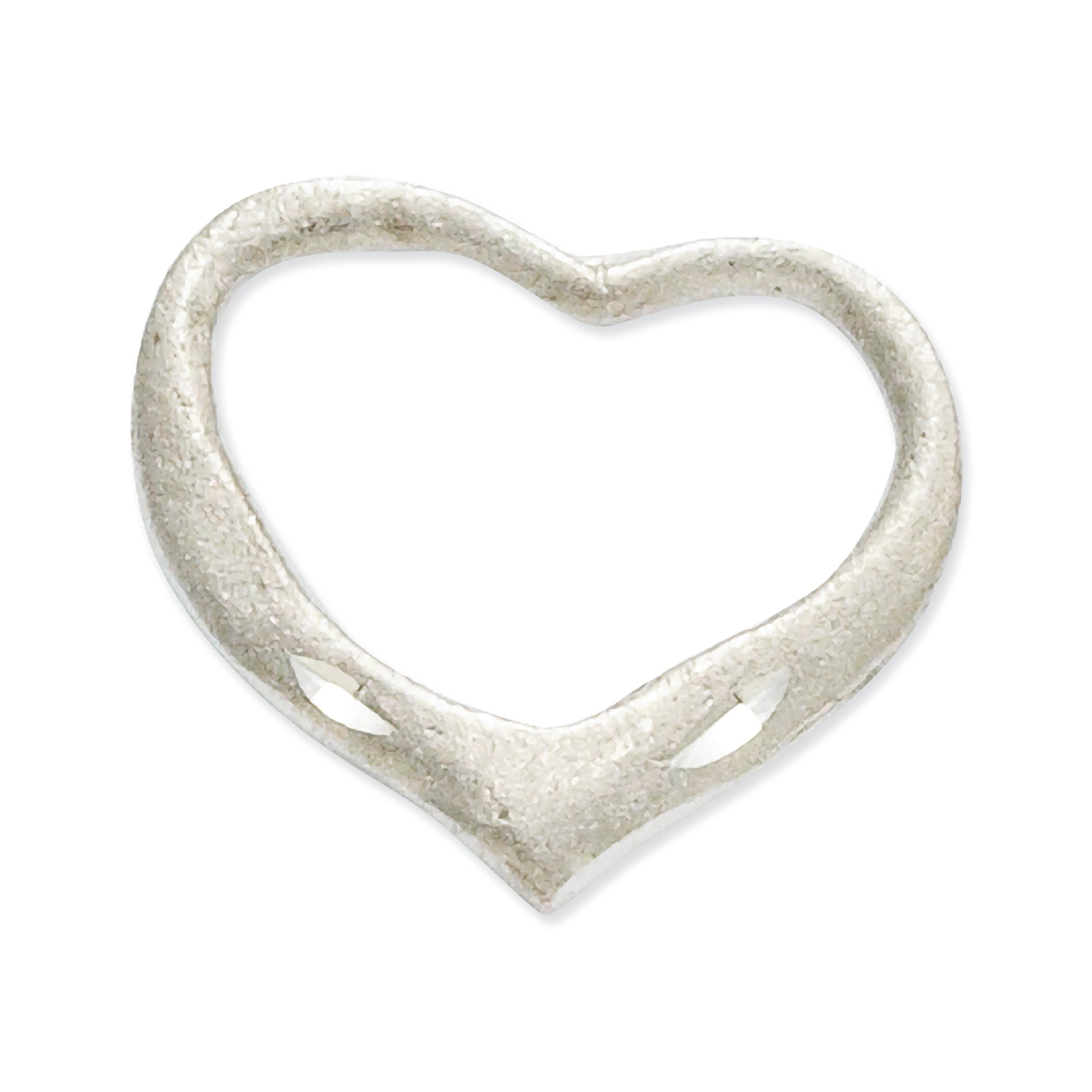 14K White Gold Solid Diamond-cut Floating Heart Slide