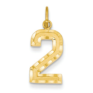 14K Goldy Casted Medium Diamond Cut Number 2 Charm