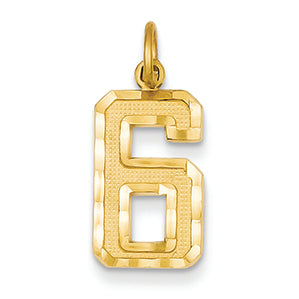 14K Goldy Casted Medium Diamond Cut Number 6 Charm