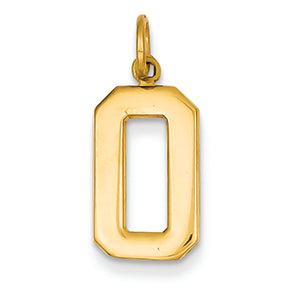 14K Goldy Casted Medium Polished Number 0 Charm