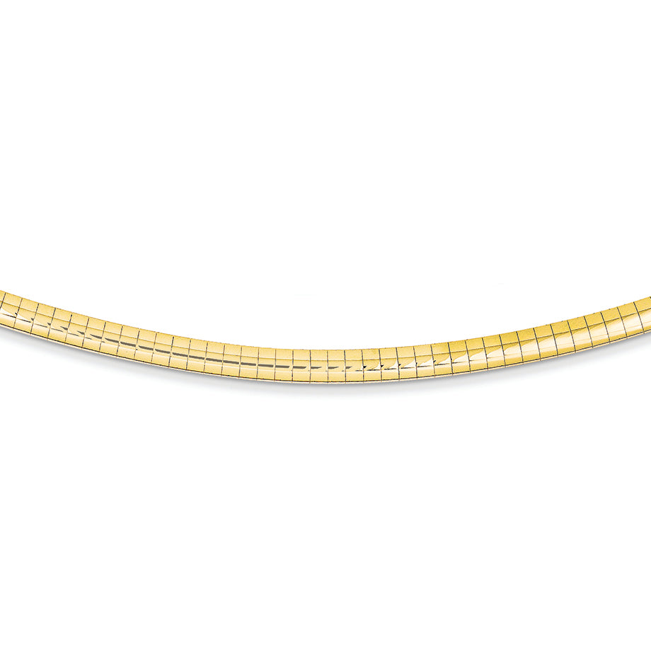 14K Gold 4mm Domed Omega Necklace 16 Inches