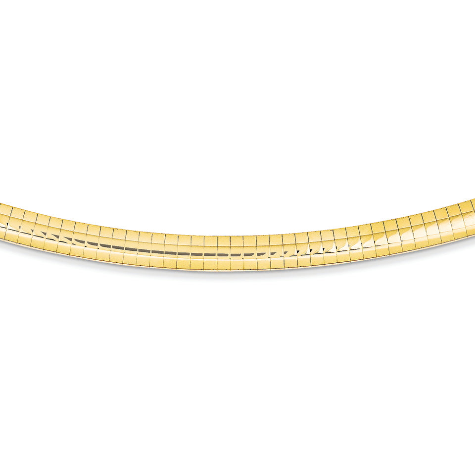 14K Gold 6mm Domed Omega Necklace 16 Inches