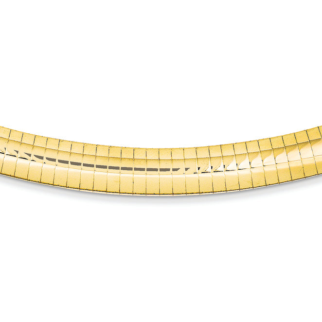 14K Gold 8.0mm Lightweight Domed Omega Necklace 16 Inches