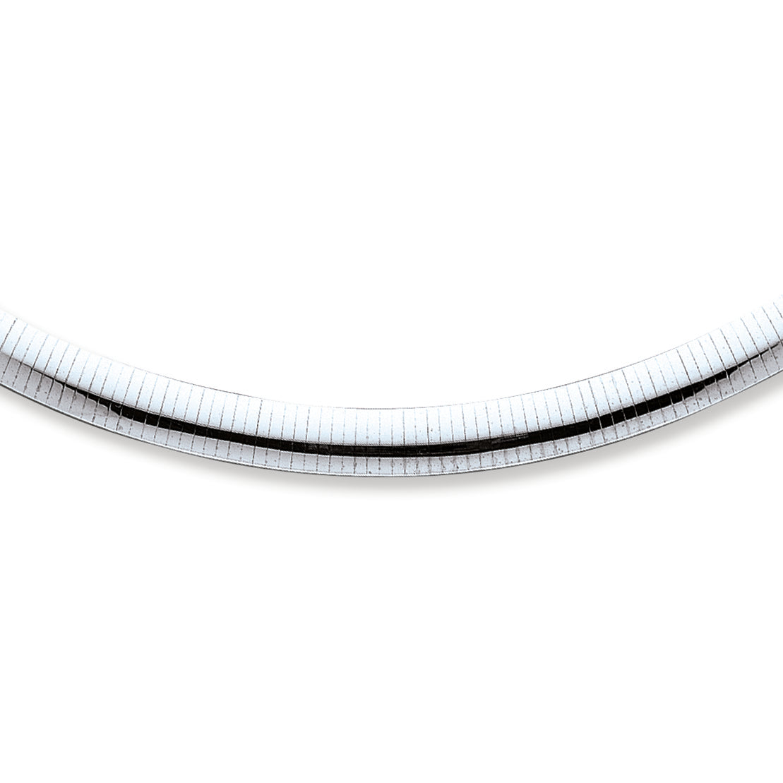 14K White Gold 8mm Domed Omega Necklace 16 Inches