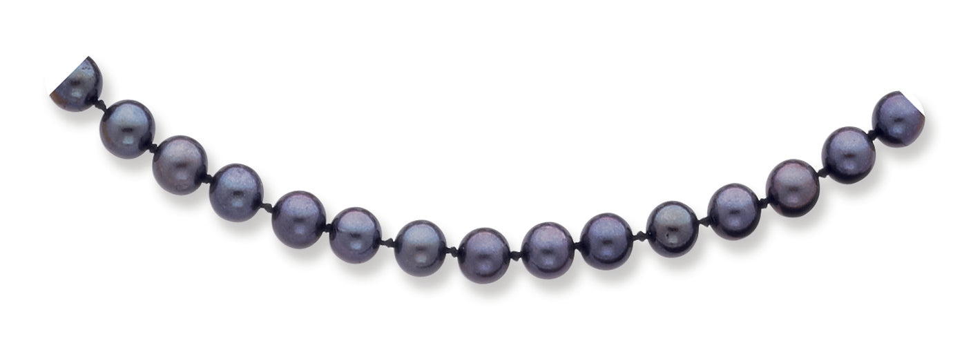 14K Gold 6.5-7mm Black Akoya Saltwater Cultured Pearl Necklace 24 Inches