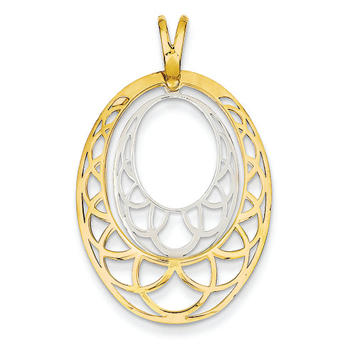 14K Gold Two-tone Fancy Oval Pendant