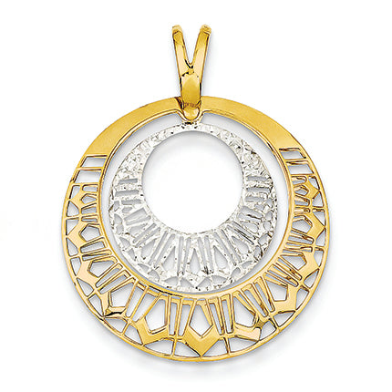 14K Gold Two-tone Fancy Cirlce Pendant