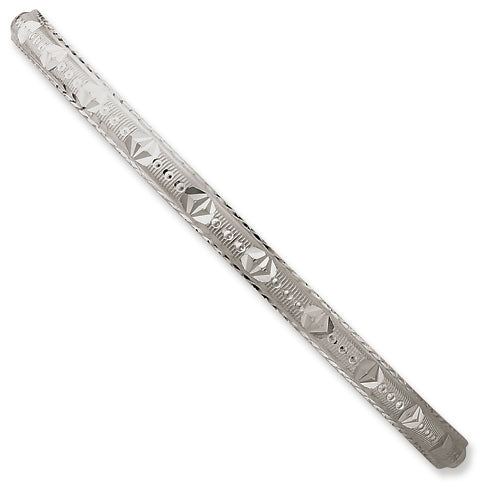 Sterling Silver 4.5mm Diamond-cut Slip-on Bangle Bracelet