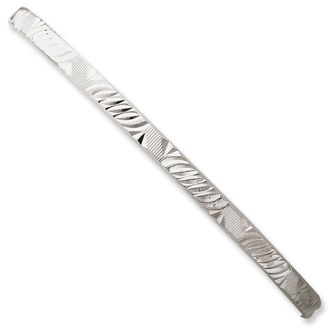 Sterling Silver 4mm Diamond-cut Slip-on Bangle Bracelet